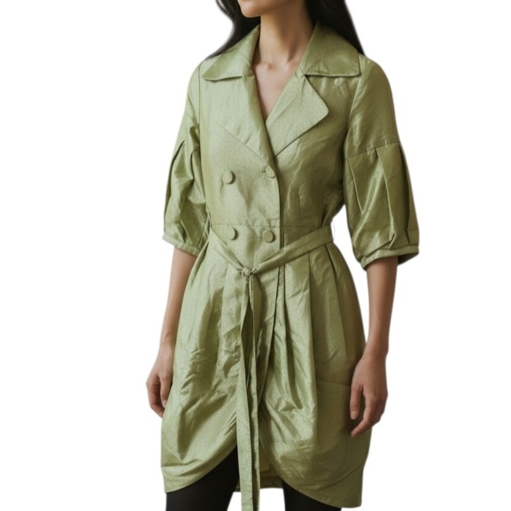 NWT D&Y Lime Green Belted Jacket S Textured Business Corpcore Street Night Out